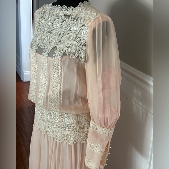 Vintage Jessica Mclintock pink lace dress with slip - Picture 7 of 15